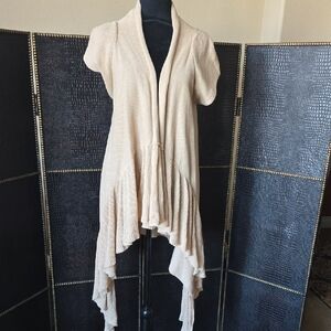 next Cream Open-Front Waterfall Short-Sleeve Cardigan